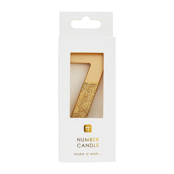 We Heart Birthdays Gold Glitter Number Candle 7