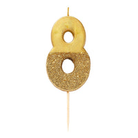 We Heart Birthdays Gold Glitter Number Candle 8