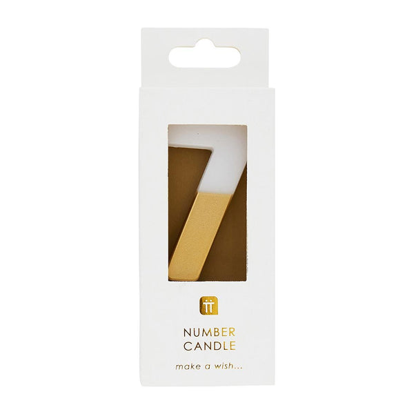 White & Gold Number Candle - 7