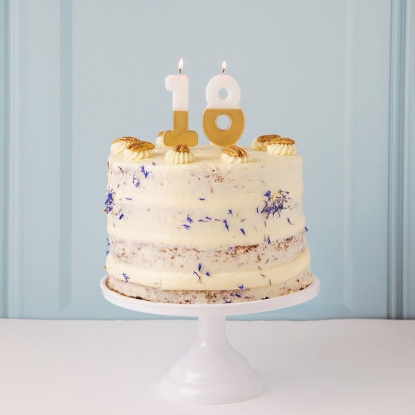 White & Gold Number Candle - 8