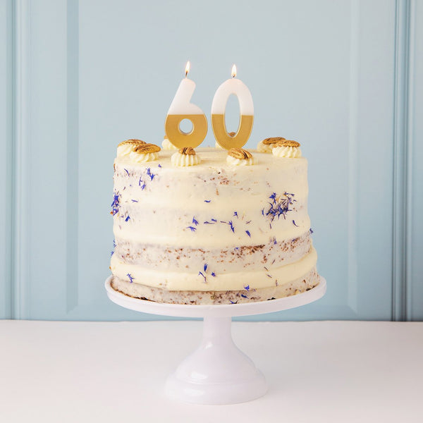 White & Gold Number Candle - 6