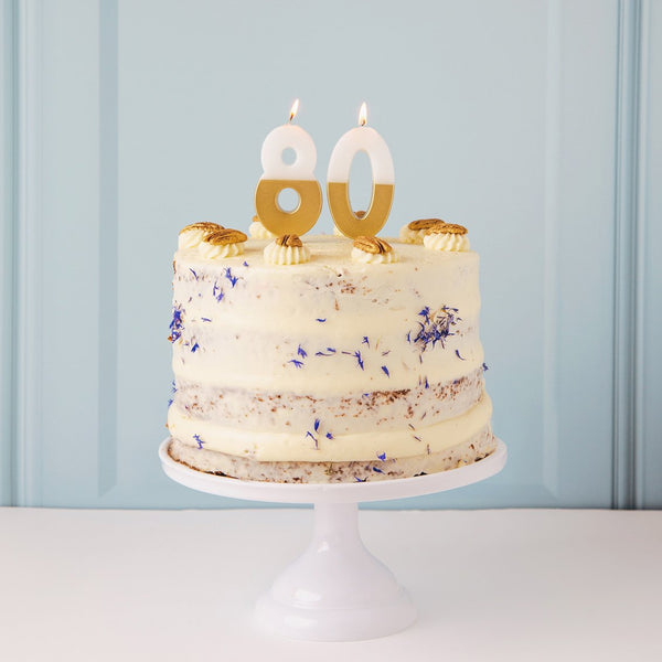 White & Gold Number Candle - 8