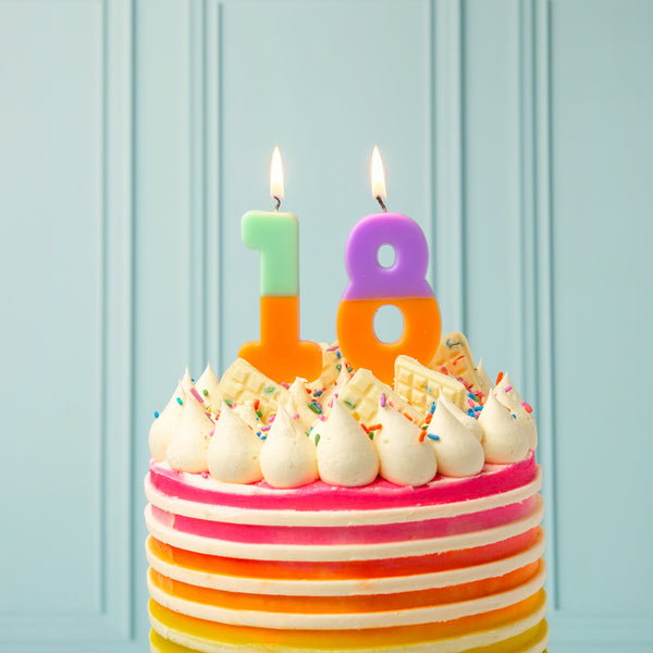 Orange and Mint Green Birthday Number Candle - 1