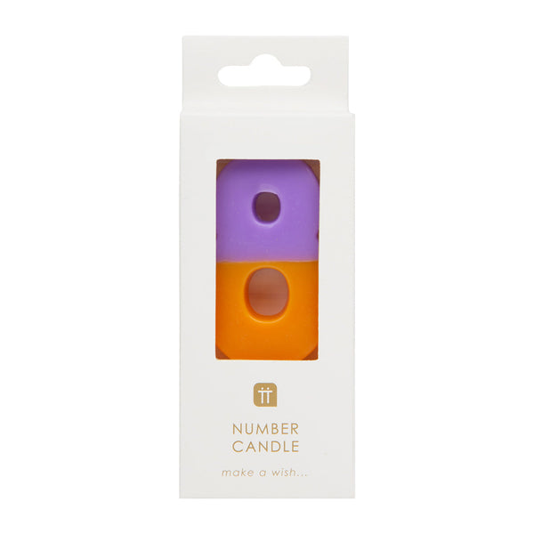 Orange and Purple Birthday Number Candle - 8