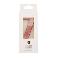 We Heart Birthdays Rose Gold Glitter Number Candle 7 - Talking Tables UK Public