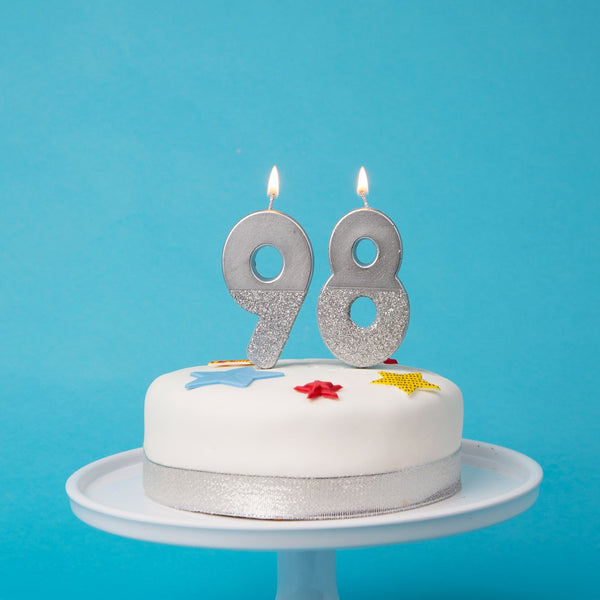 We Heart Birthdays Glitter Number Candle 9, Silver