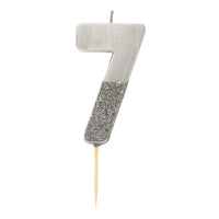 We Heart Birthdays Glitter Number Candle 7, Silver