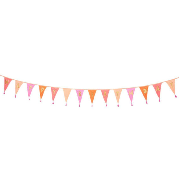 We Heart Birthdays Pink Happy Birthday Fabric Bunting, 3m - Talking Tables UK Public