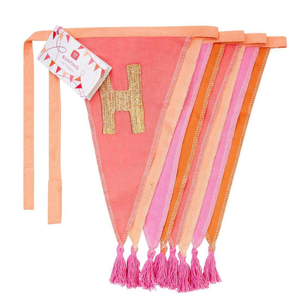 We Heart Birthdays Pink Happy Birthday Fabric Bunting, 3m - Talking Tables UK Public