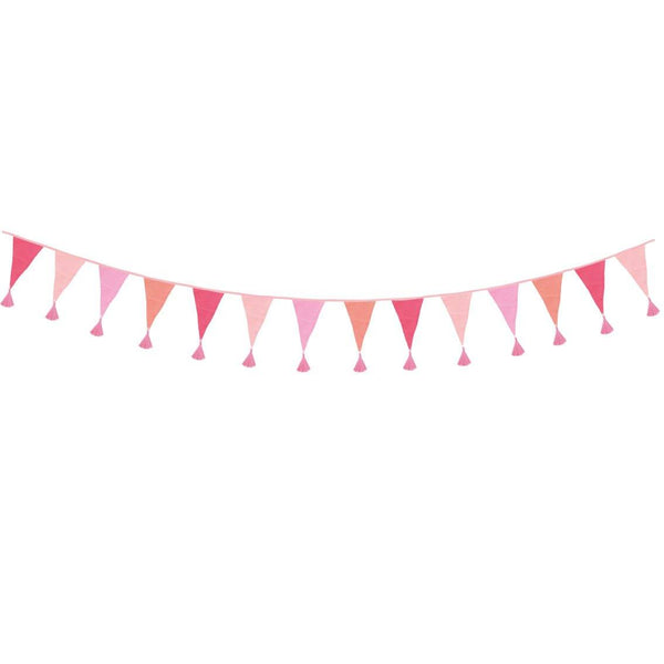 We Heart Birthdays Pink Fabric Bunting, 3m - Talking Tables UK Public