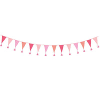 We Heart Birthdays Pink Fabric Bunting, 3m - Talking Tables UK Public