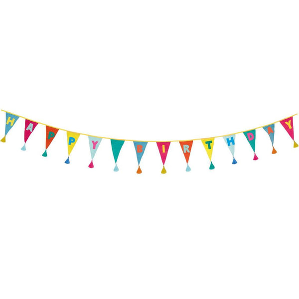 We Heart Birthdays Rainbow Happy Birthday Fabric Bunting, 3m - Talking Tables UK Public