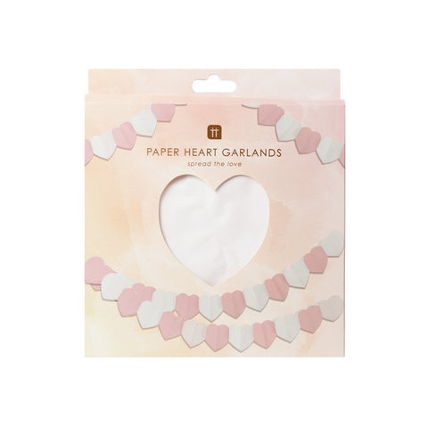 Pink Paper Heart Garland - 3m, 3 Pack