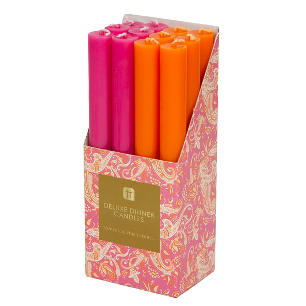Orange & Pink Dinner Candles - 12 Pack