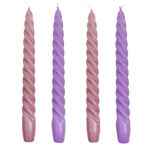 Purple Spiral Candles - 4 Pack