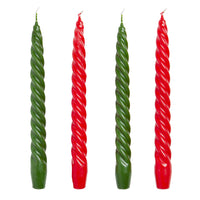 Red and Green Spiral Candles - 4 Pack