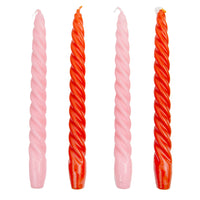 Warm Coloured Spiral Candles - 4 Pack