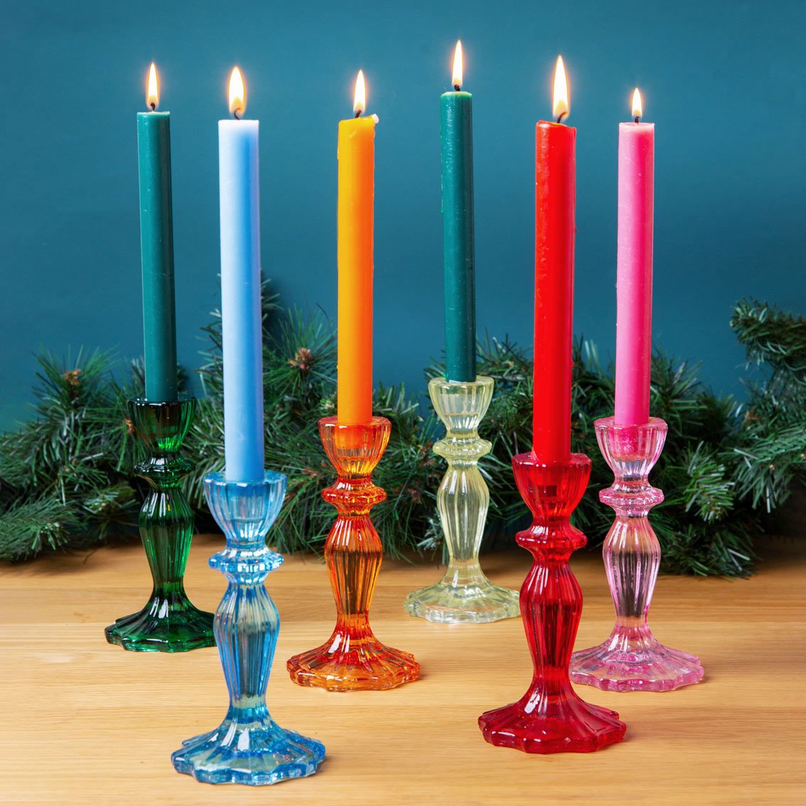 Dark Green Glass Candle Holder for Candlesticks Talking Tables UK