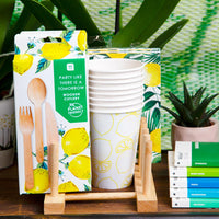 Recyclable Lemon Paper Cups - 8 Pack