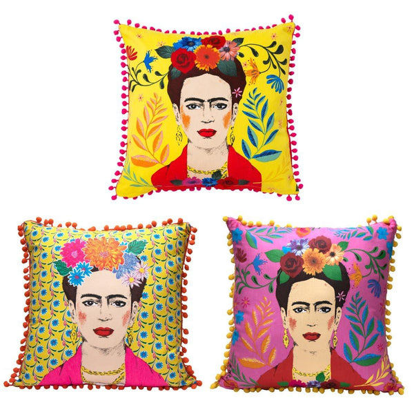 Boho Yellow Tassel Frida Kahlo Cushion - Talking Tables UK Public