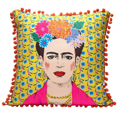 Boho Yellow Tassel Frida Kahlo Cushion - Talking Tables UK Public