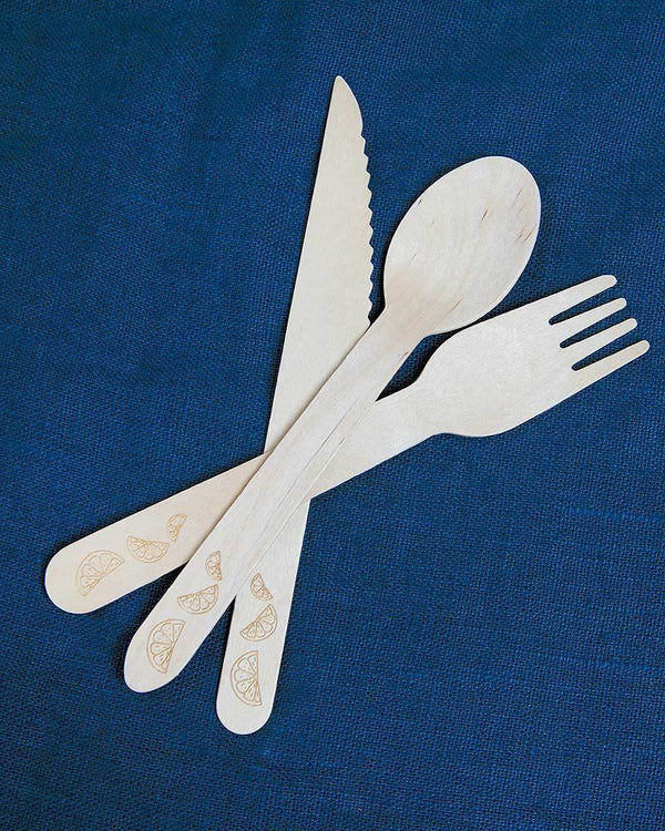 Boho Lemon Wooden Cutlery - Talking Tables UK Public