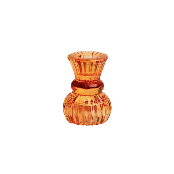 Orange Glass Candle Holder - Small