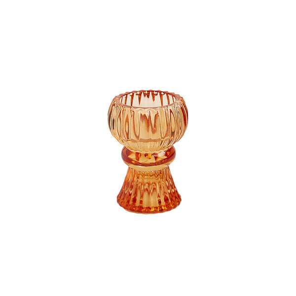 Orange Glass Candle Holder - Small