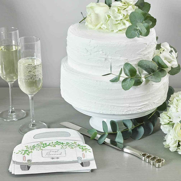 botanical bride car shaped napkins - Talking Tables