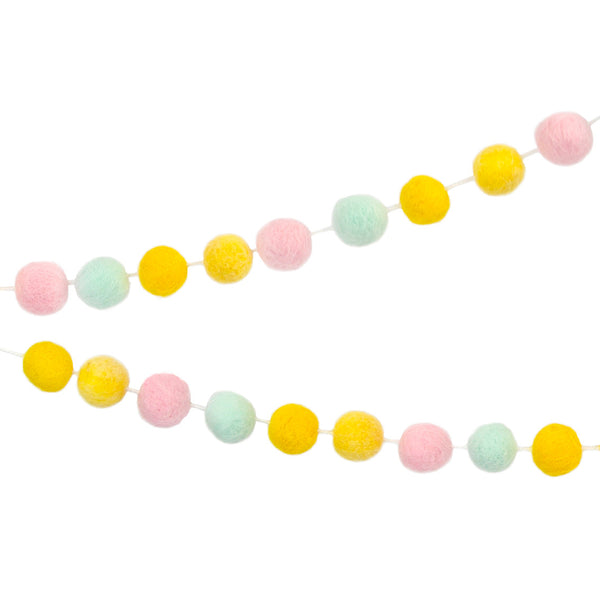 Small Pastel Felt Ball Garland - 2m