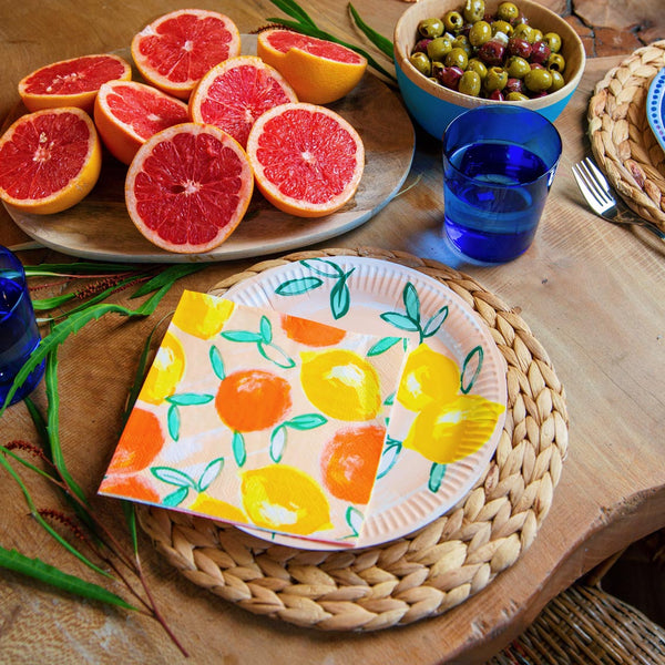 Citrus Fruit Recyclable Paper Plates - 12 pack