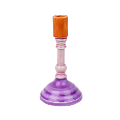Orange & Purple Metal Dinner Candle Holder