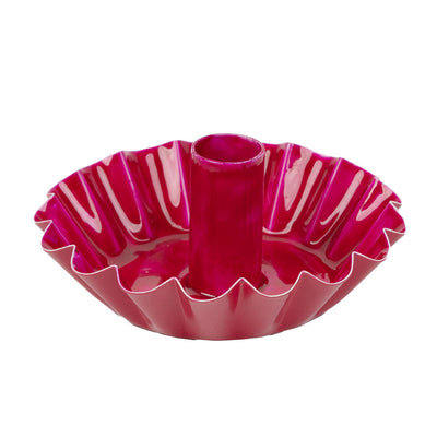 Pink Scalloped Metal Dinner Candle Holder