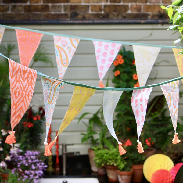 Orange & Pink Paisley Fabric Bunting - 3m