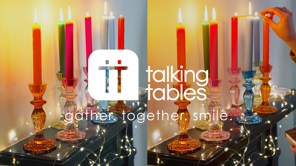 Talking Tables Boho Glass Candle Holder, Orange