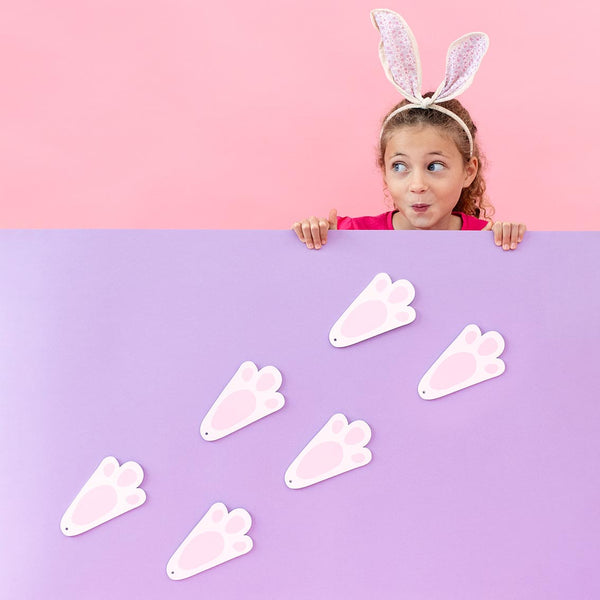 Pink & White Wooden Bunny Footprint Decorations - 6 Pack