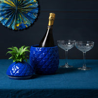 Blue Ceramic Pineapple Ice Bucket
