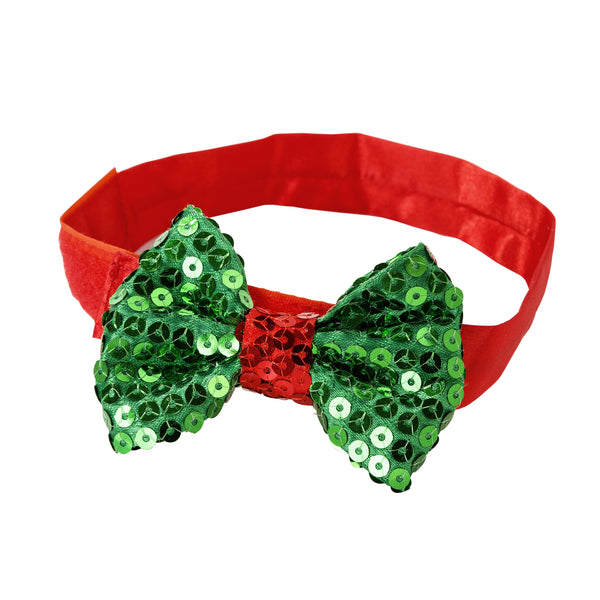 Sequinned Christmas Dog Bow Tie