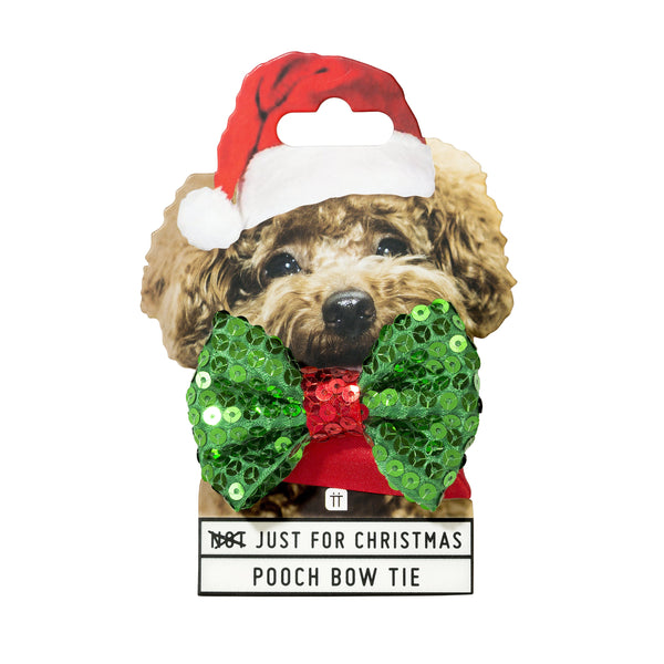 Sequinned Christmas Dog Bow Tie