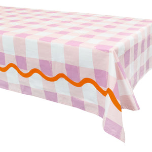 Lilac Gingham Reusable Tablecloth