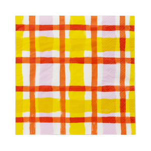 Orange & Yellow Gingham Paper Napkins - 20 Pack