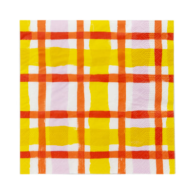 Orange & Yellow Gingham Paper Napkins - 20 Pack