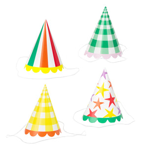 Multi-coloured Paper Party Hats - 8 Pack