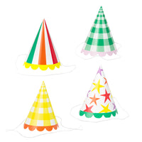 Multi-coloured Paper Party Hats - 8 Pack