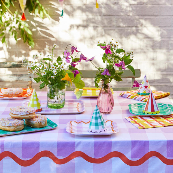 Lilac Gingham Reusable Tablecloth