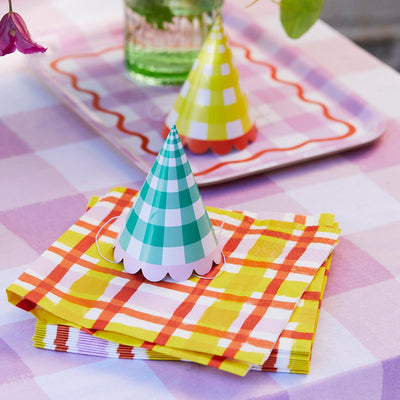 Orange & Yellow Gingham Paper Napkins - 20 Pack