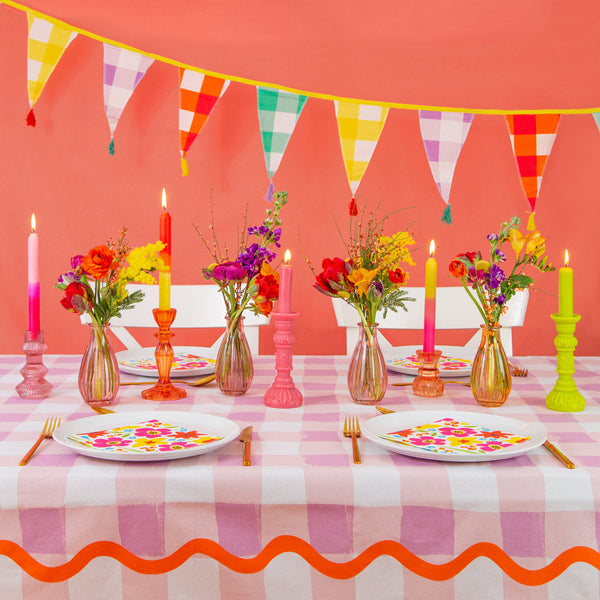 Lilac Gingham Reusable Tablecloth