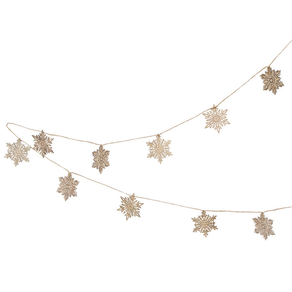 Wooden Snowflake Christmas Garland - 2m