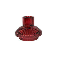Geometric Small Burgundy Red Glass Candle Holder