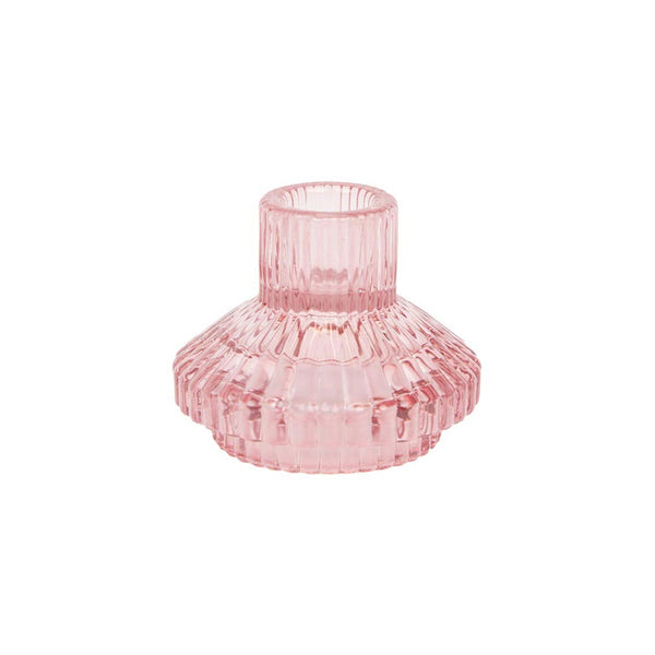 Geometric Small Pink Glass Candle Holder